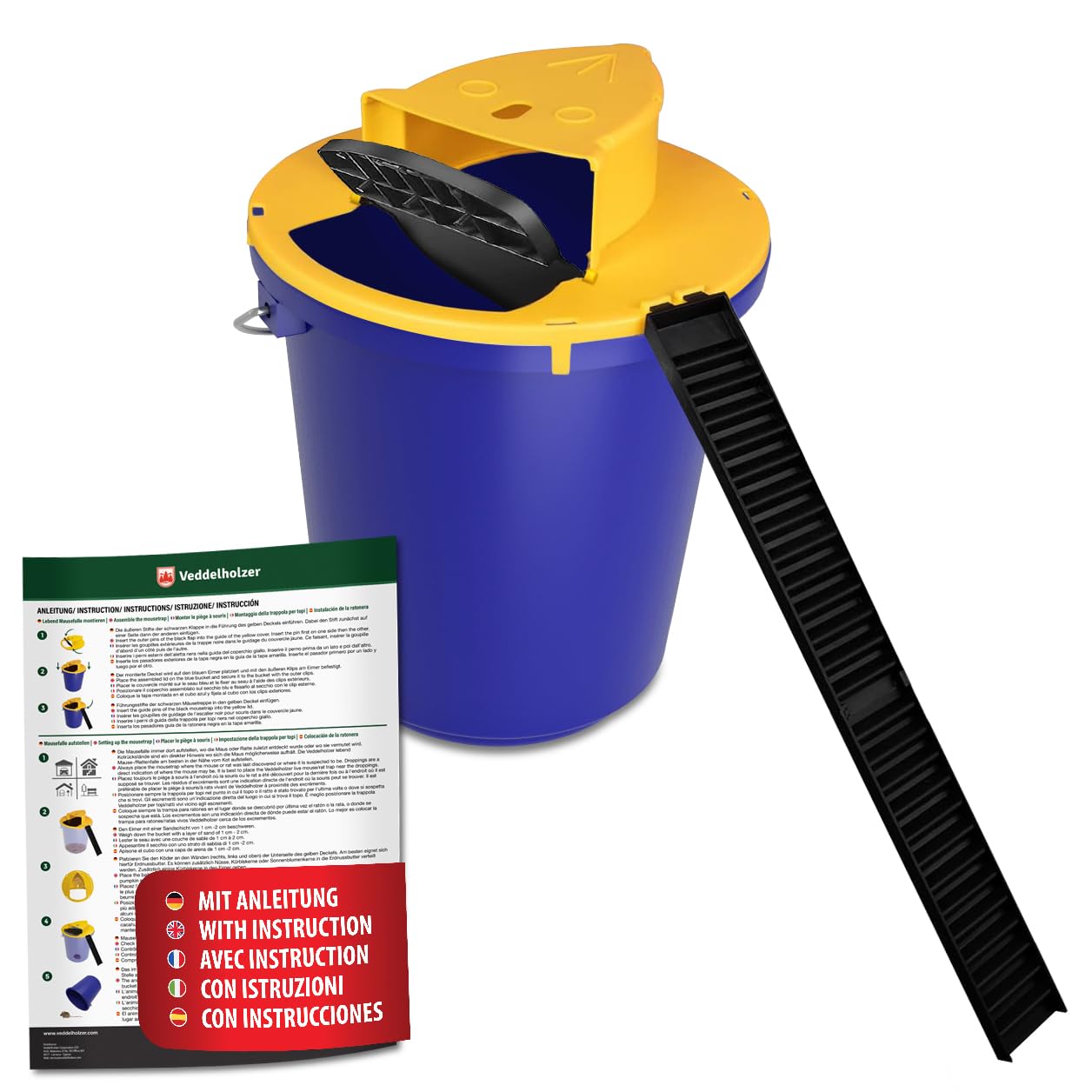 Veddelholzer Lebendfalle Mausefalle Tierfreundlich – Neues Model 2025 mit Eimer für Haus & Garten