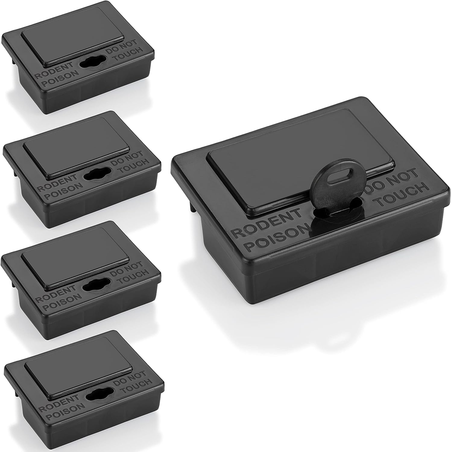 Sichere Mäuseköderbox Set | Effektiv gegen Maus & Wühlmaus im Garten | 5er Pack schwarz